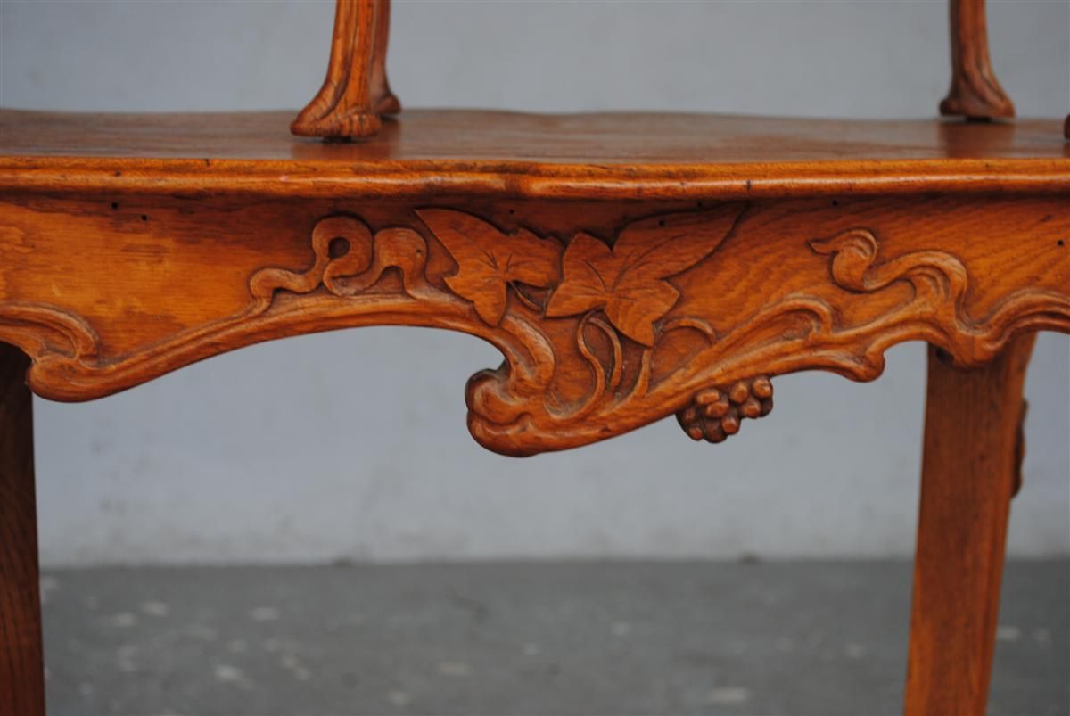 1900 Art Nouveau Living Room In Chestnut Carved With Ivy photo vintage
