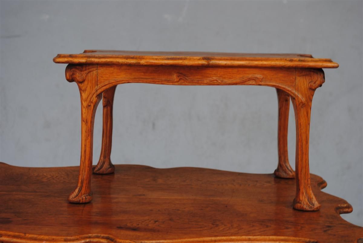 photo for sale 1900 Art Nouveau Living Room In Chestnut Carved With Ivy