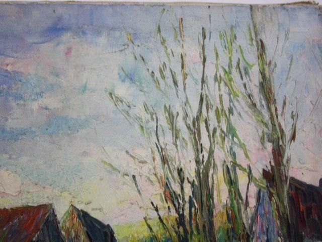 Bridge Over Water Oil On Canvas Signed Kiraval X Xth Oil Painting On Canvas Signed Kiraval X Xth 5 Probably 40/50 Years Representing A Landscape Of Dimen photo 547.0