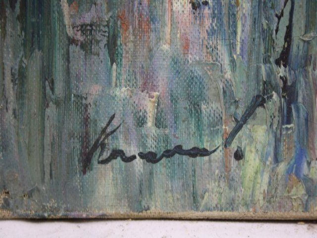 photo furniture Bridge Over Water Oil On Canvas Signed Kiraval X Xth Oil Painting On Canvas Signed Kiraval X Xth 5 Probably 40/50 Years Representing A Landscape Of Dimen