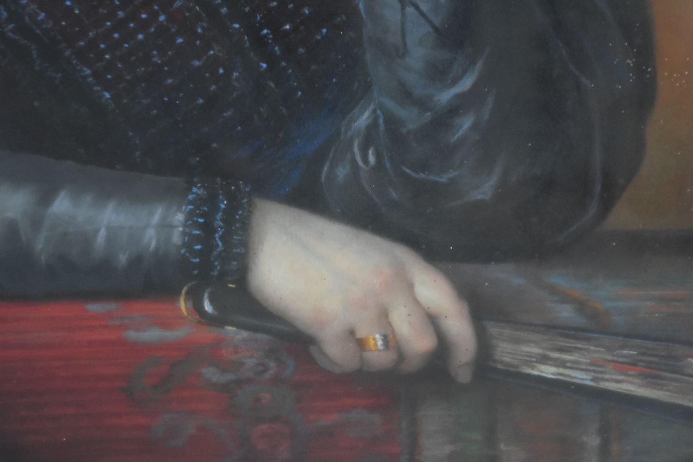 Pastel Portrait Of A Young Spanish Woman With A Fan From The End Of The 19th Century By Bernard photo vinterior