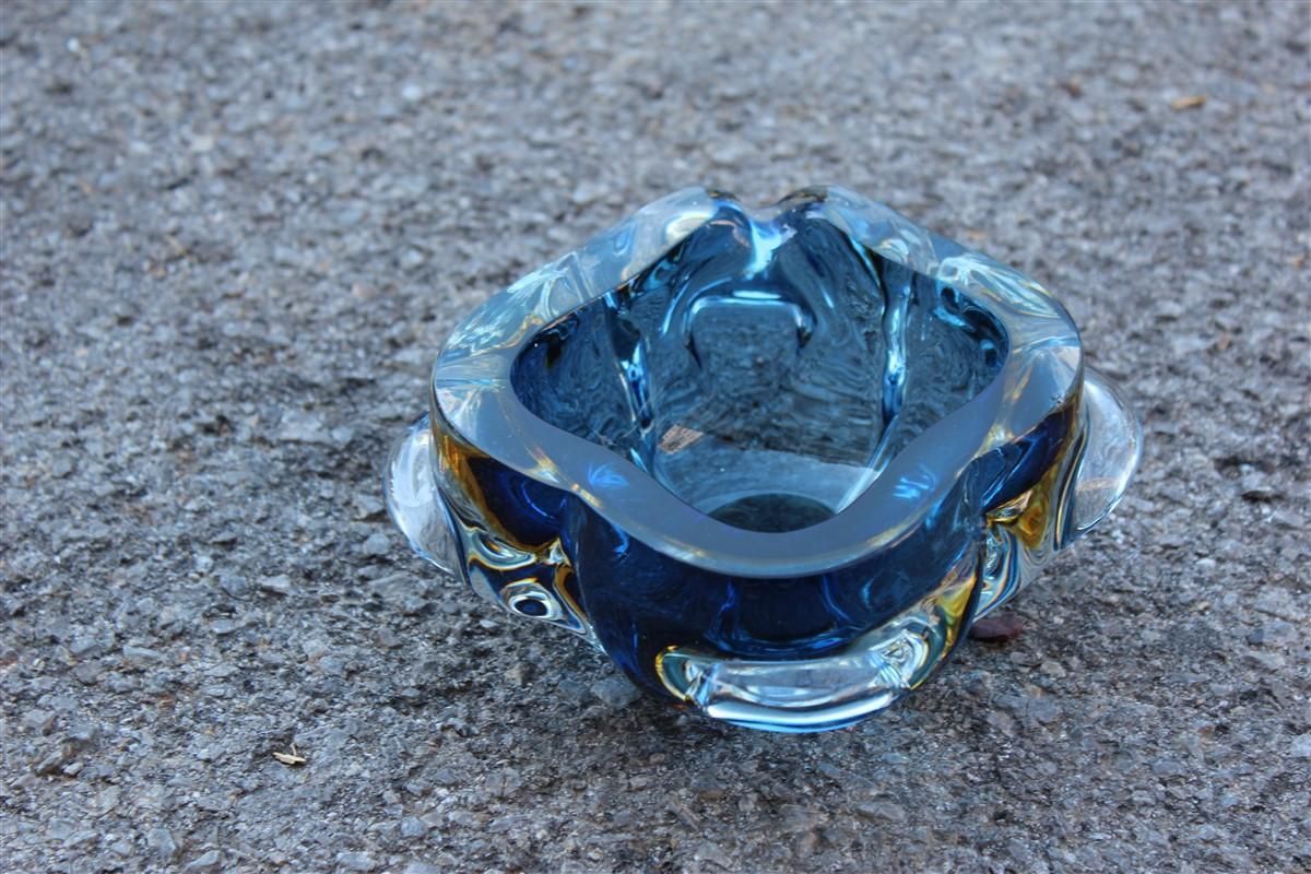 Murano Seguso Blu Bowl Italian Design 1960 Quatrefoil Ashtray photo furniture