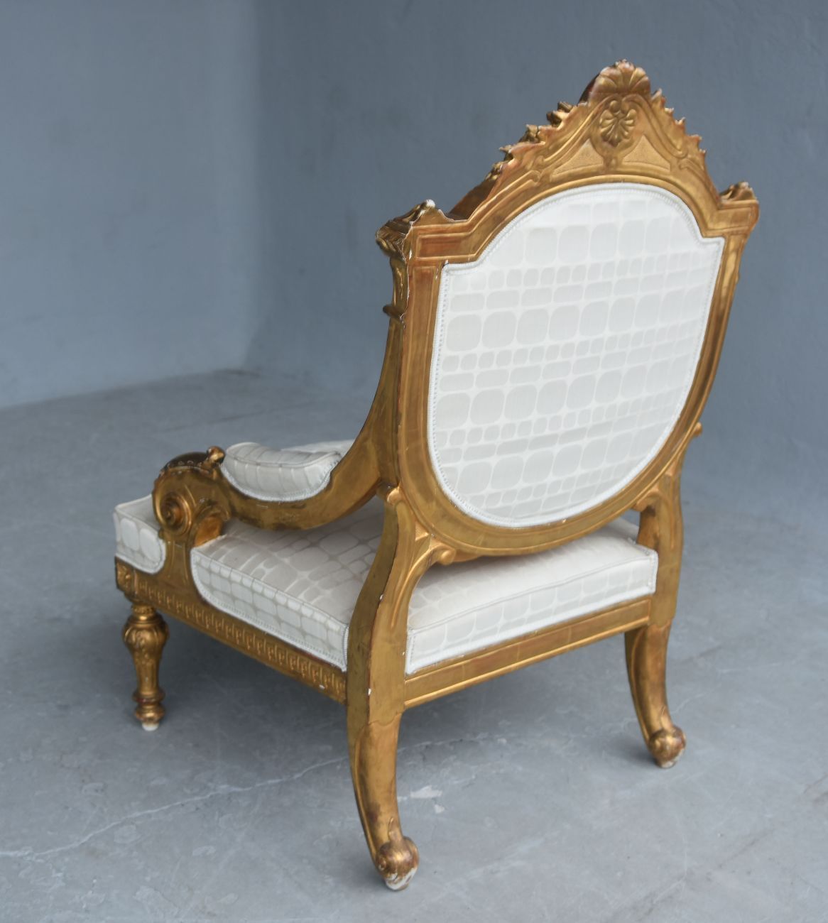 Pair Of Louis XVI Style Low Armchairs In Gilded Wood, Napoleon III Period, Xi Xth photo vintage