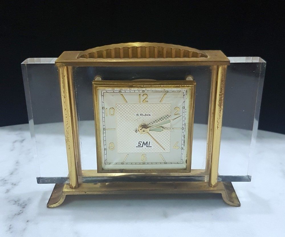 French Art Deco Travel Clock By Smi C.1930 photo furniture