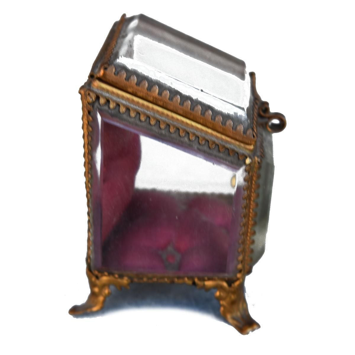 Jewelry Box In Gold Metal And Glass photo for sale