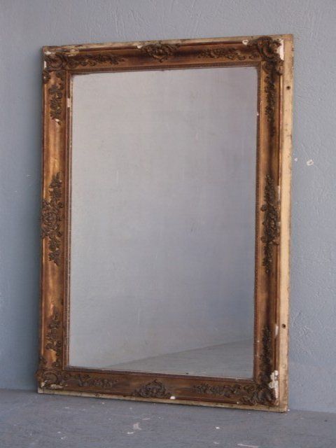 Restoration Mirror Golden Stucco Rectangle photo furniture