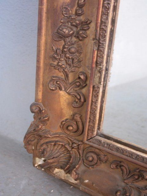 Home Decor Restoration Mirror Golden Stucco Rectangle photo