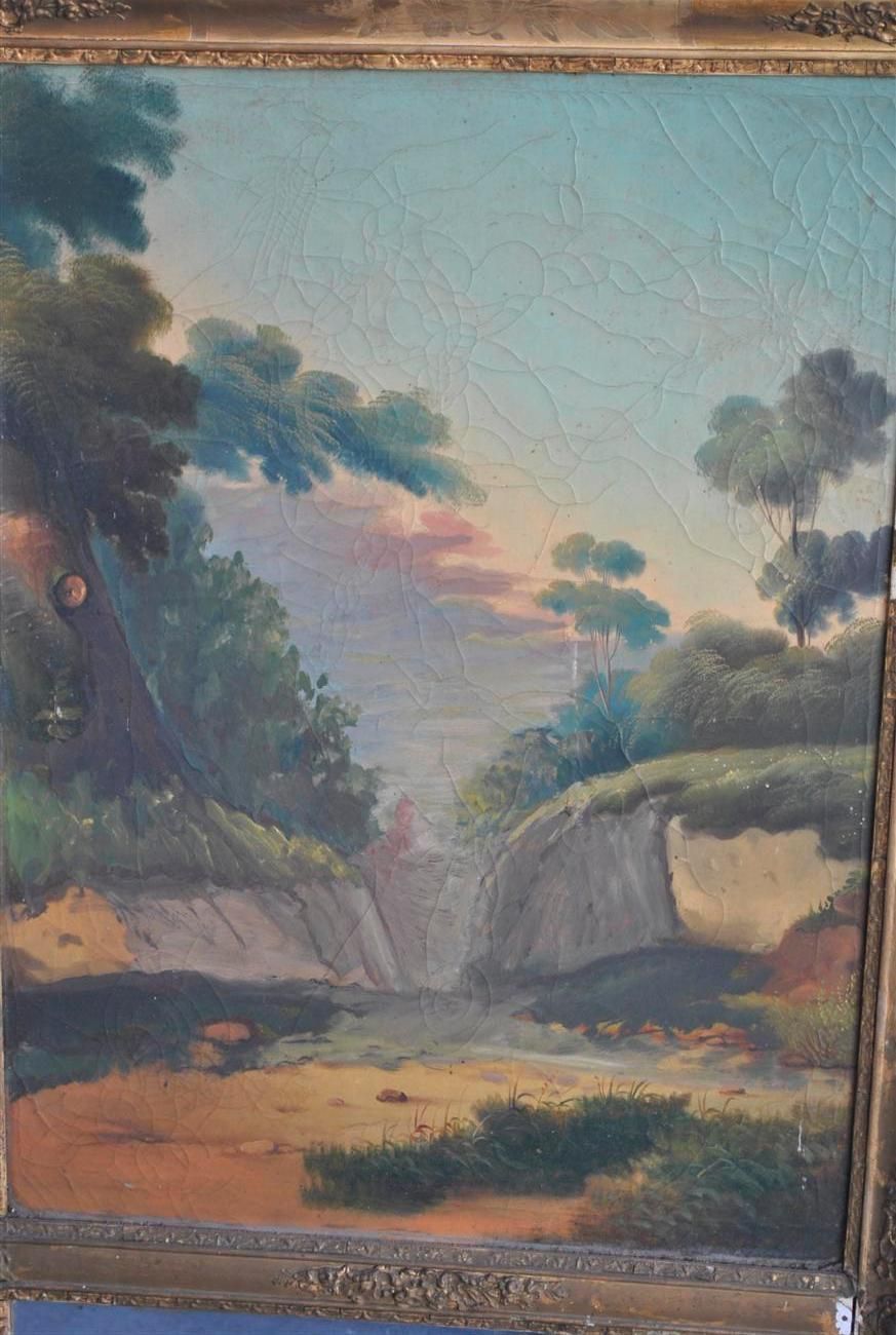 Trumeau, Xi Xth Century XVI Ith Painting With Landscape Decoration photo Art