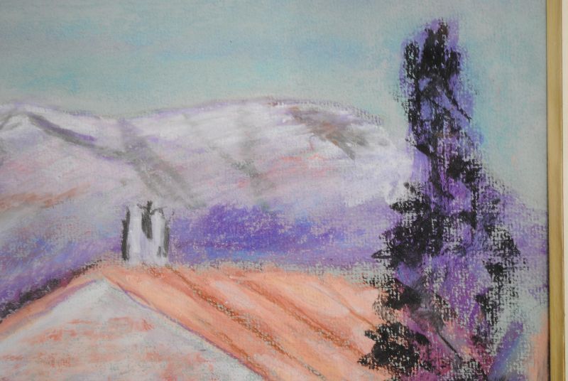 Pastel Landscape Drawing Dated 1987 Signed Martin photo for sale