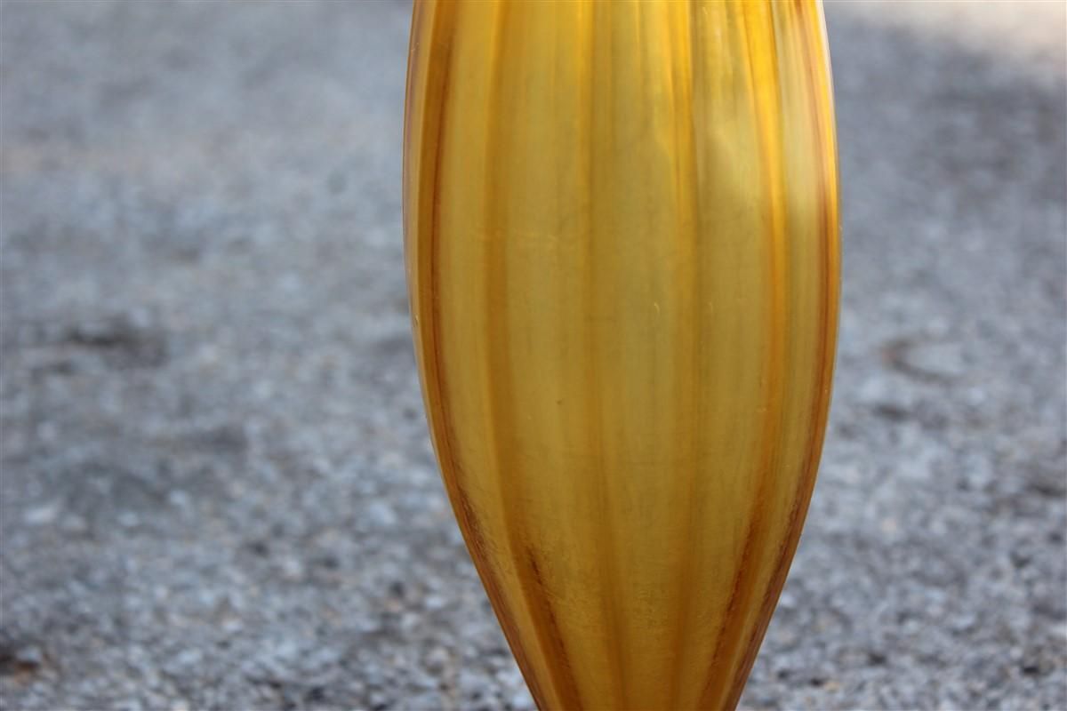 Yellow And Red Blown Murano Glass Vase 1950 Art Nouveau Italian Design photo for sale