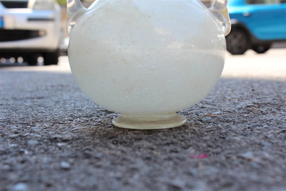 White Pulegoso Murano Glass Vase 1950s Seguso Italian Design photo Home Decor