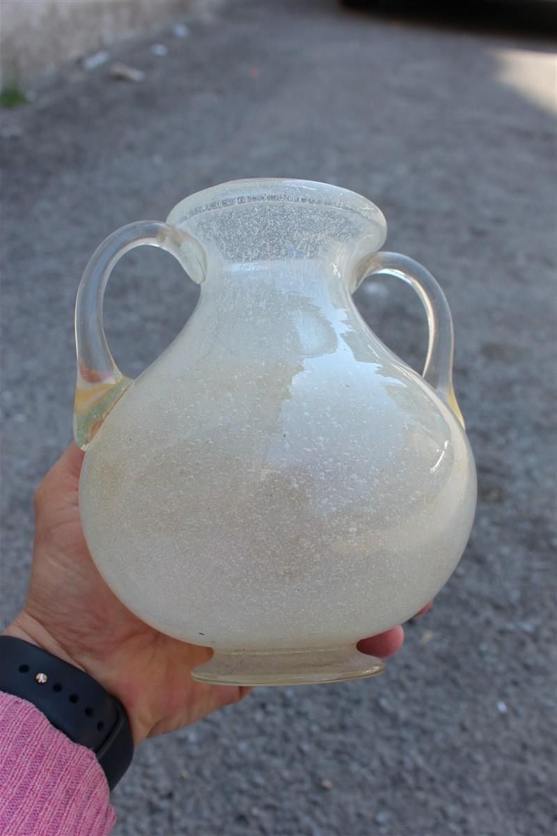 White Pulegoso Murano Glass Vase 1950s Seguso Italian Design photo buy