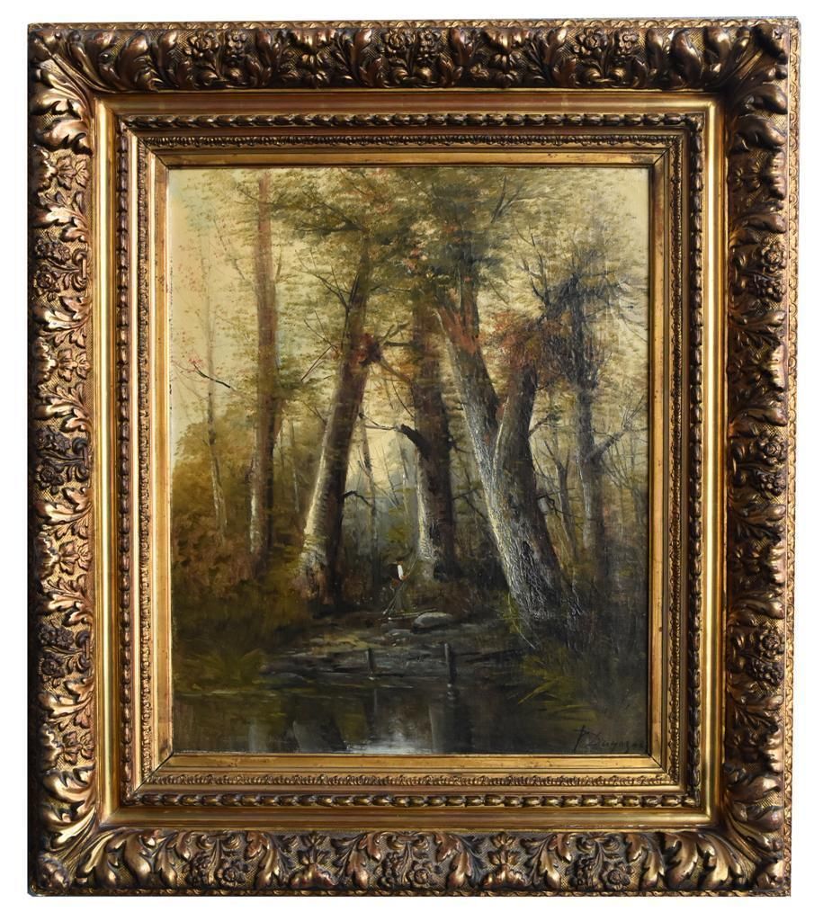 Barbizon Landscape Oil On Canvas Period Late Xi Xth Signed P. Duguzan
