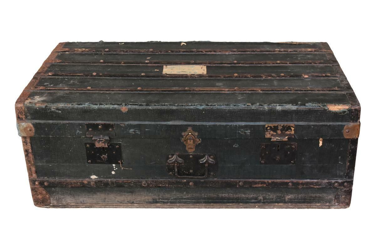 Arthur Eymann Travel Trunk 1900 In Imitation Leather In Marseille Early 20th Century