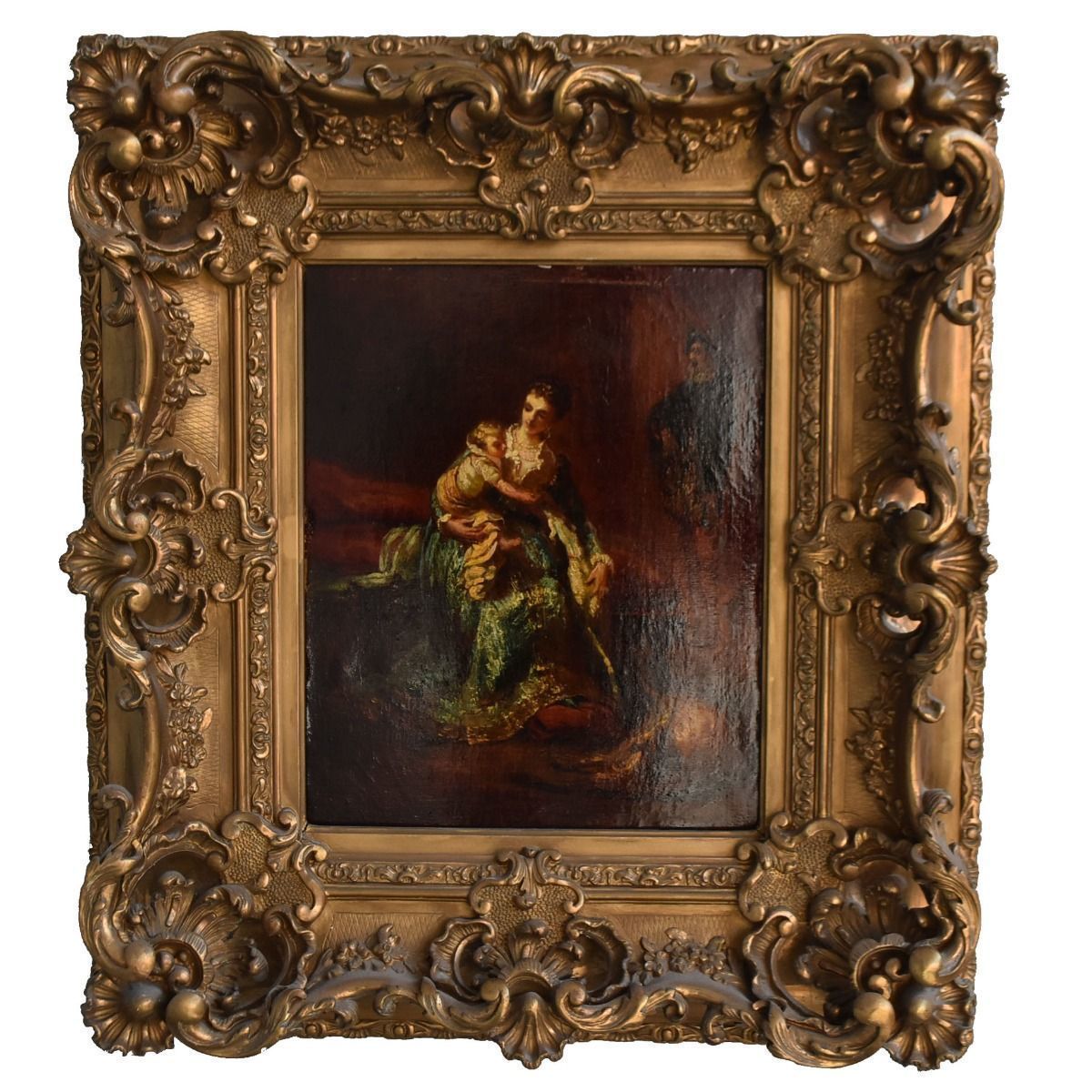 Young Woman With Child Oil On Canvas By F. Maury (1861 1933)