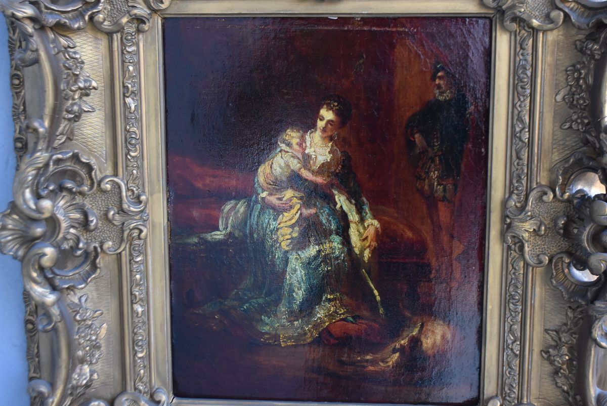 Young Woman With Child Oil On Canvas By F. Maury (1861 1933) photo furniture