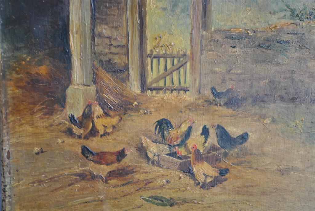 Pastoral Painting With Hens French School Xi Xth Signed Otto photo furniture