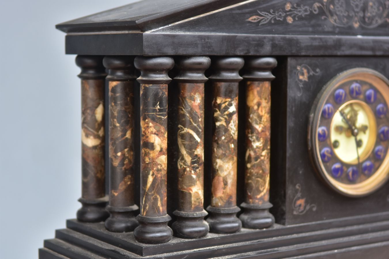 Architectural Clock In Black Onyx Marble, Xi Xth Century photo for sale