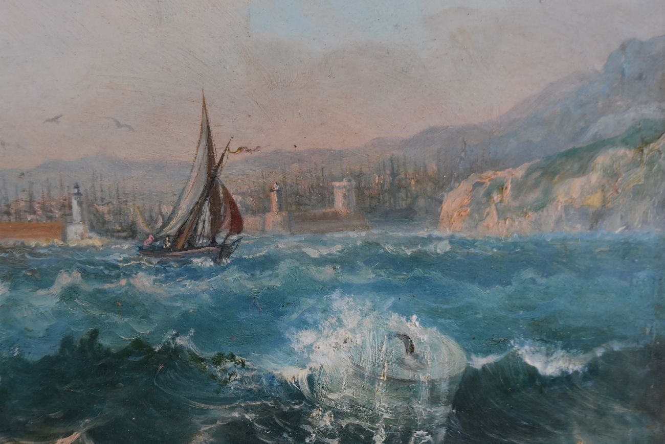 Boat And Marine Crew In Oil Late Xi Xth Ab Monogram photo vinterior
