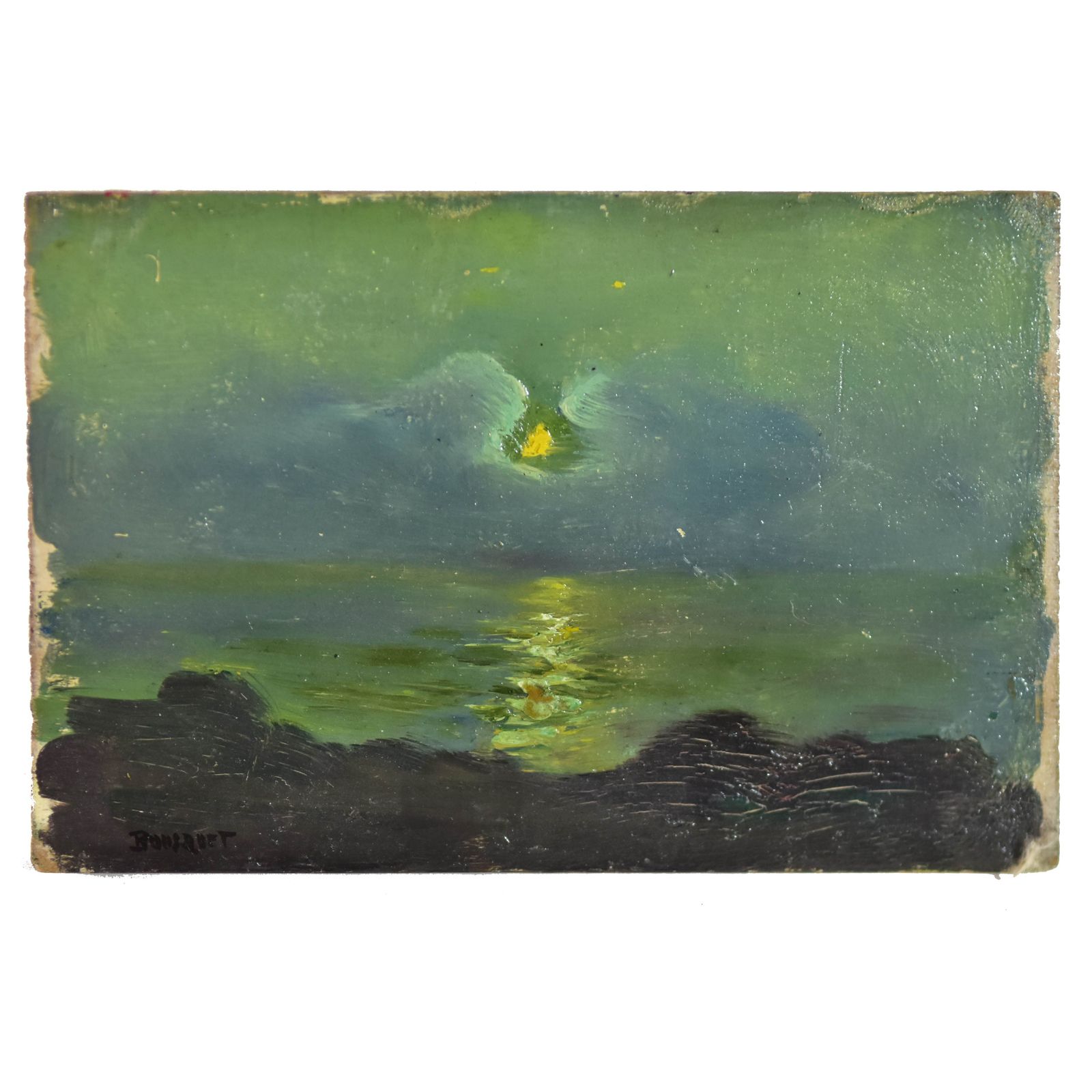 Full Moon By The Water "French School By Charles Bousquet