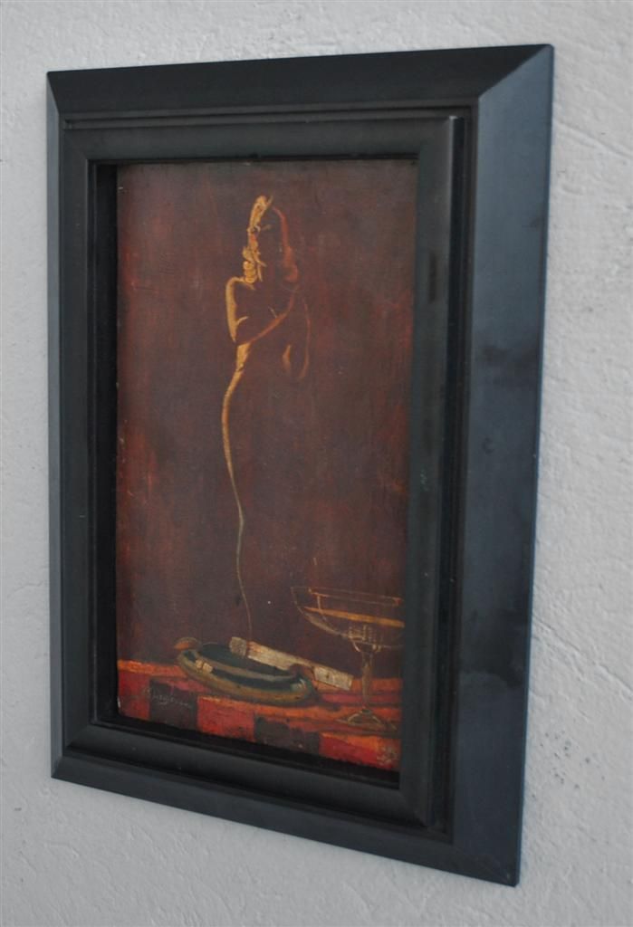 Twentieth Painting On Wood In Illegible Signature Silhouette photo furniture