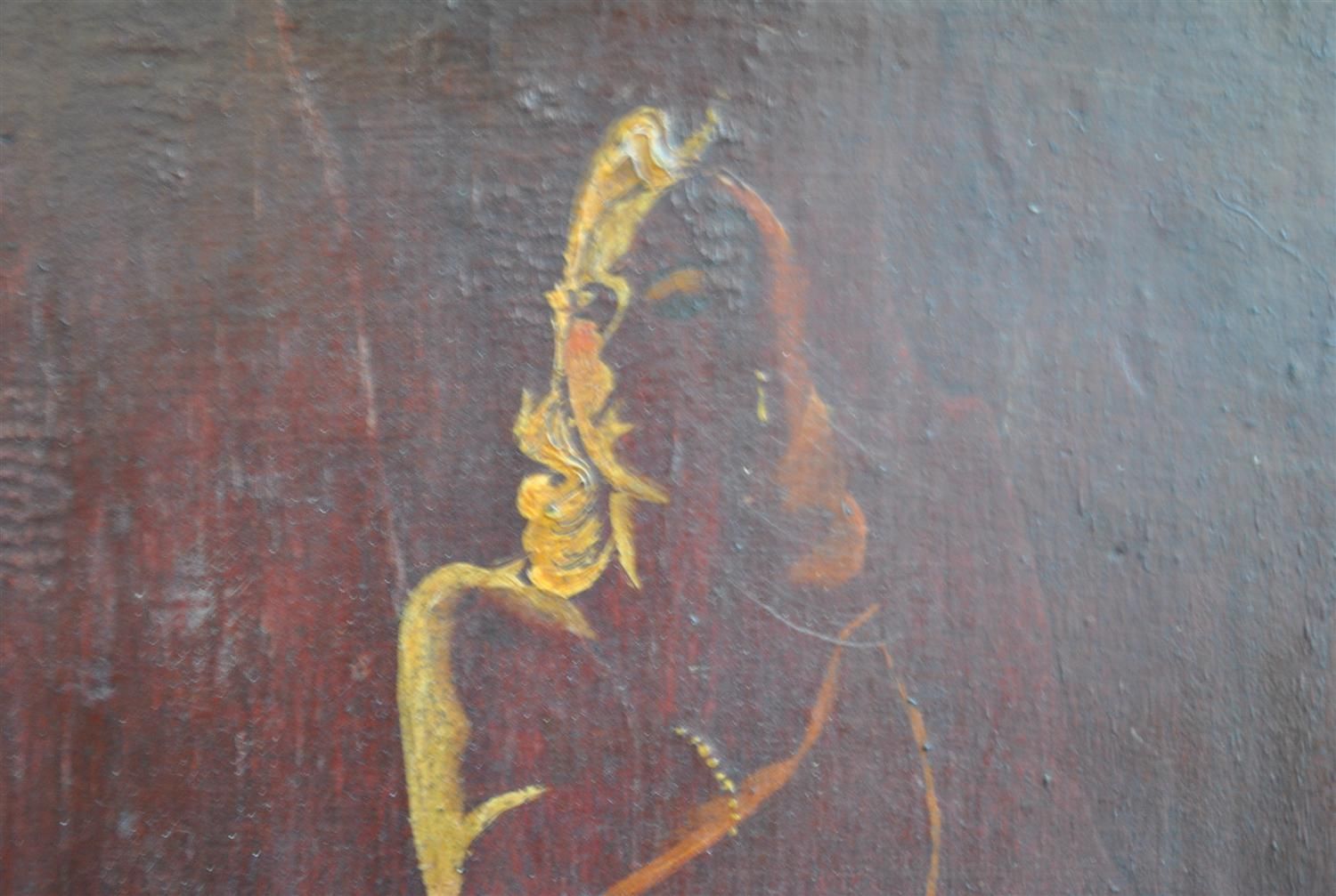 Twentieth Painting On Wood In Illegible Signature Silhouette photo Art