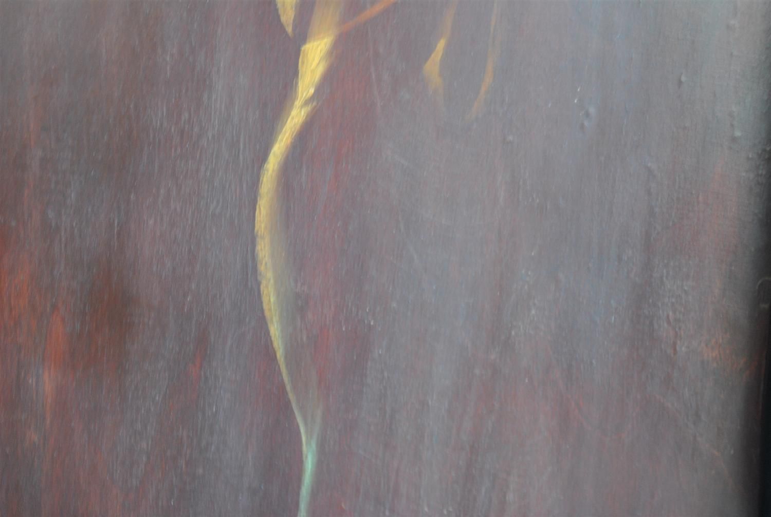 Twentieth Painting On Wood In Illegible Signature Silhouette photo vinterior