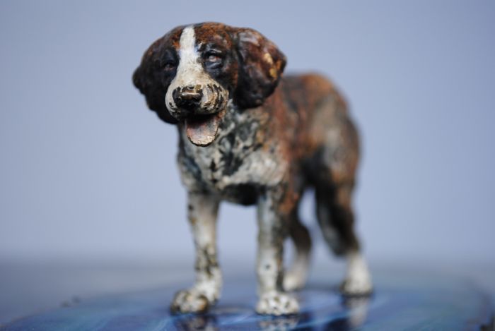 Vienna Saint Bernard Bronze On Agate Base photo for sale