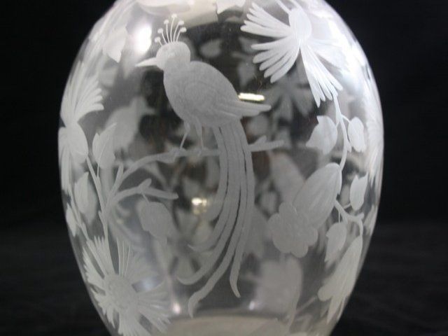 Kaza France Vase In Glass Engraved With Flowers photo buy