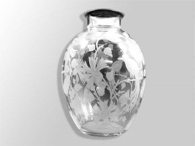 382.0 Kaza France Vase In Glass Engraved With Flowers photo