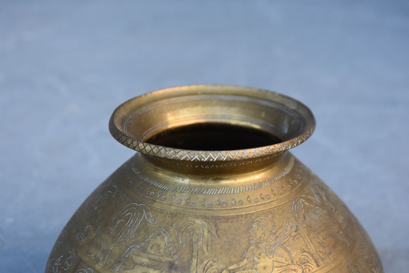 photo furniture Engraved Copper Vase From The Indies Late 19th Century With Lions