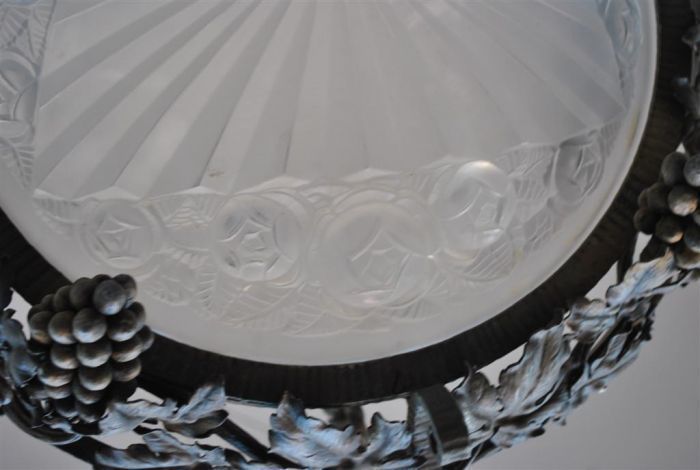 photo furniture Wrought Iron Chandelier From The 1930s With Grape Decoration