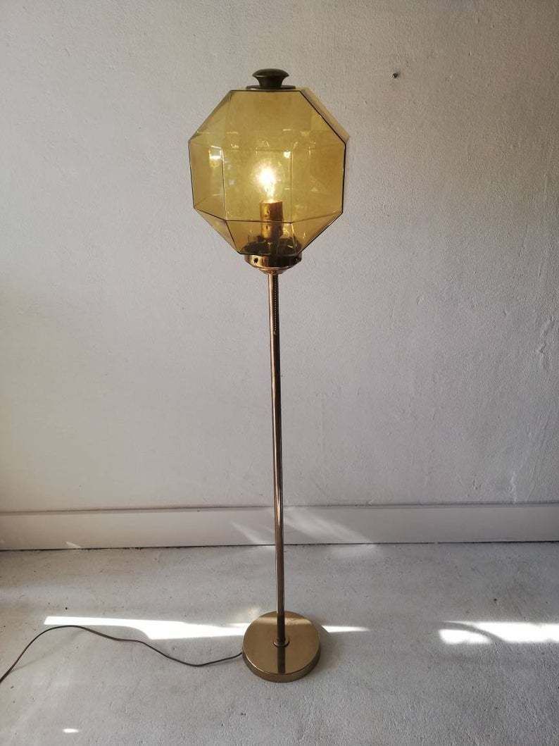 Top Quality Bergbroms Fantastic Floor Lamp   Glass Lampshade And Brass Body   1960s Sweden photo furniture