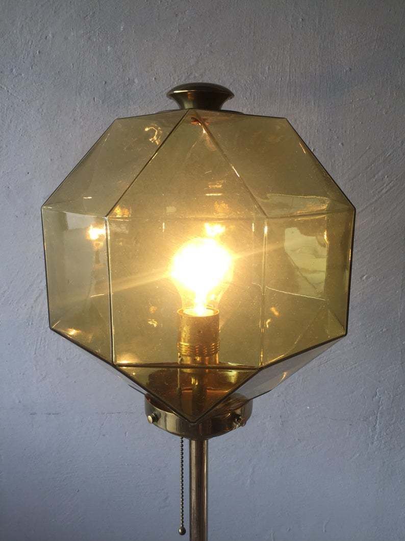 Top Quality Bergbroms Fantastic Floor Lamp   Glass Lampshade And Brass Body   1960s Sweden photo for sale