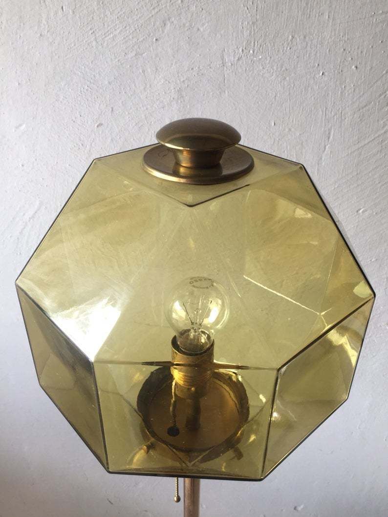 Top Quality Bergbroms Fantastic Floor Lamp   Glass Lampshade And Brass Body   1960s Sweden photo Lighting