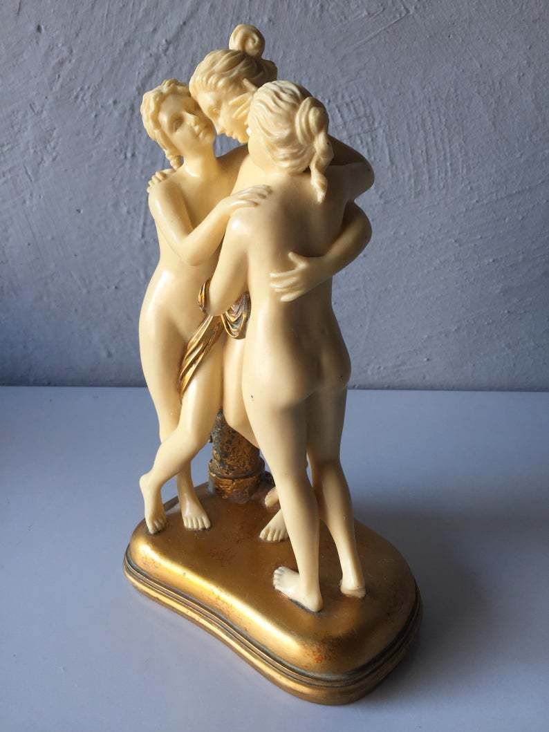 Unique 3 Nude Woman Epoxy Resin Sculpture   Women Huging   Outstanding Art Object By O. Tupton photo Home Decor