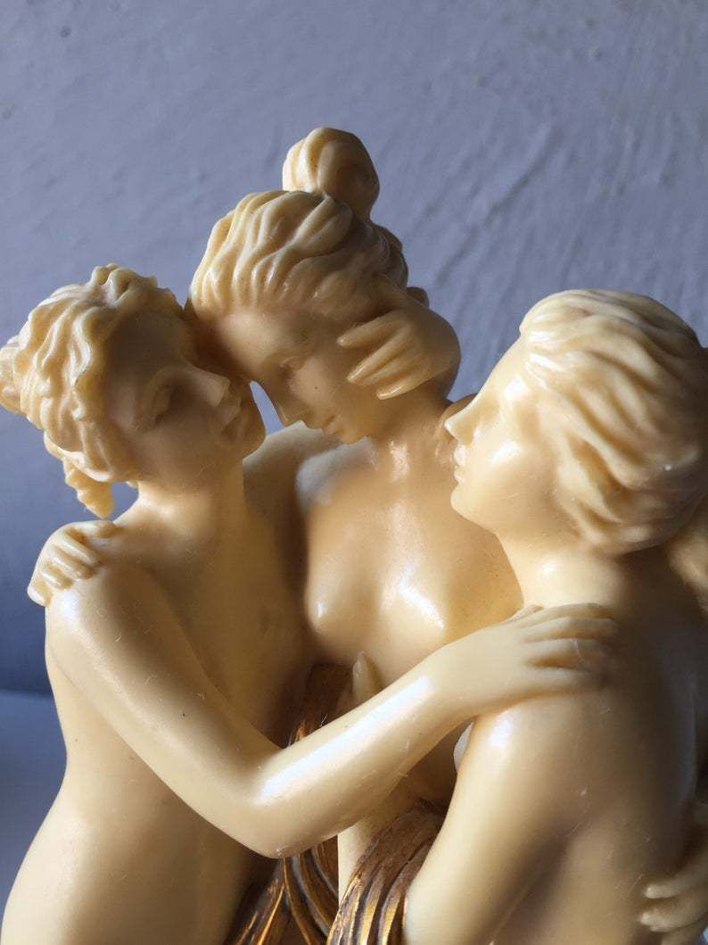 Unique 3 Nude Woman Epoxy Resin Sculpture   Women Huging   Outstanding Art Object By O. Tupton photo 566.68