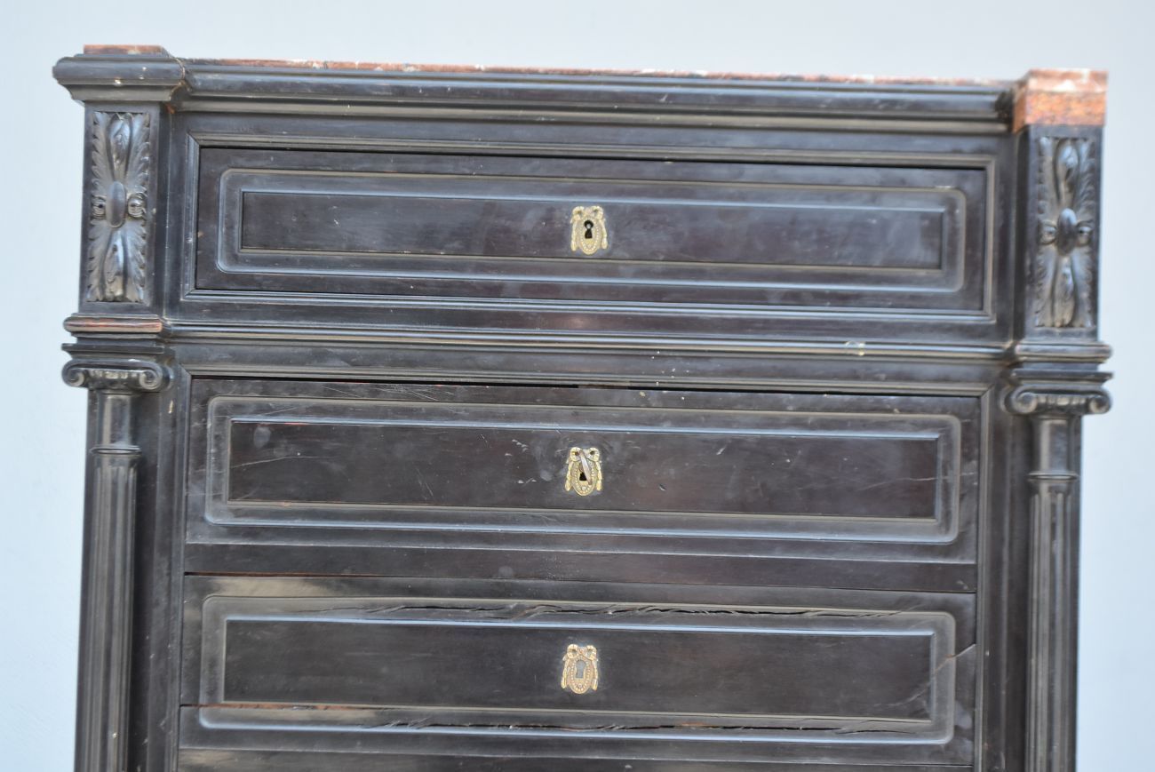 Blackened Wooden Secretary Napoleon III 19th Time photo vintage