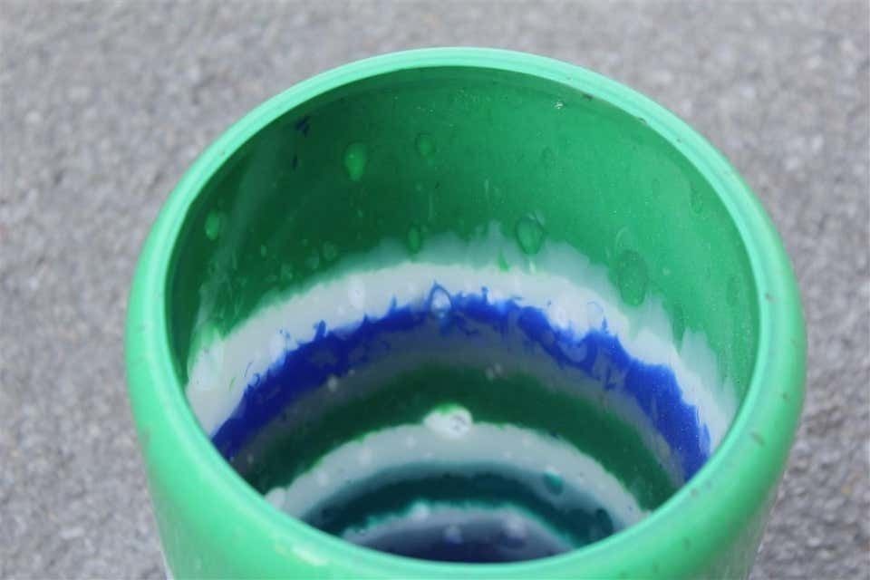 Multi Color Cylinder Vase Murano Glass Italian Design With Horizontal Bands photo vinterior