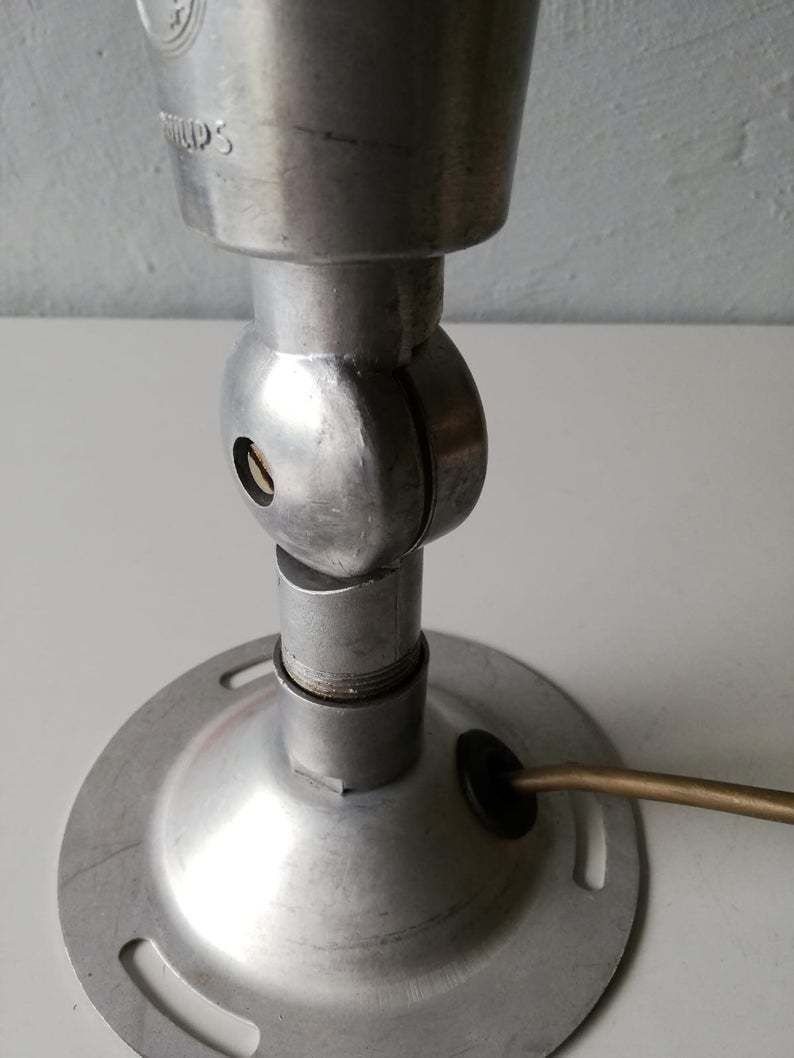 Very Rare Chrome Philips Table Lamp   Adjustable Head   Available To Hang On Wall   Industrial Desk Light   60s Germany photo buy