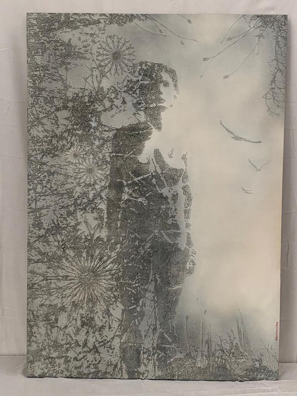 Silver Panel In Sculpted Resin, Psychedelic Art, 70s photo for sale