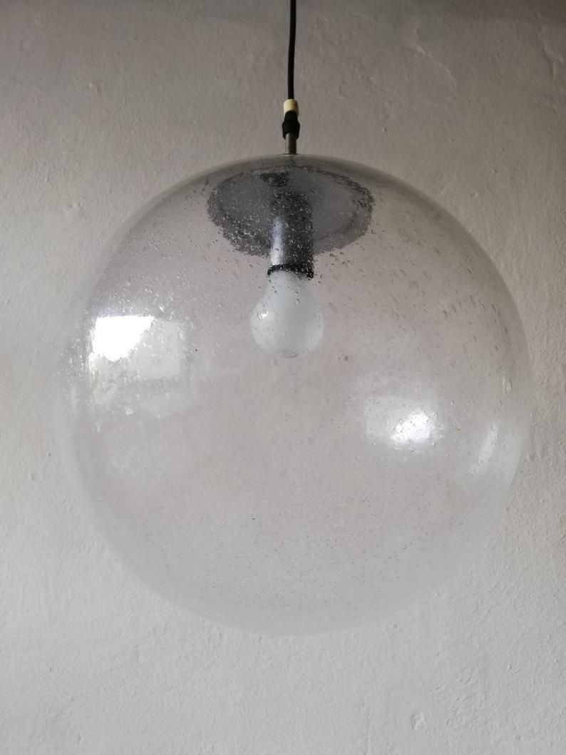 Limburg Air Bubble Glass Ball Shape Iconic Pendant Lamp   1970s Germany photo vinterior