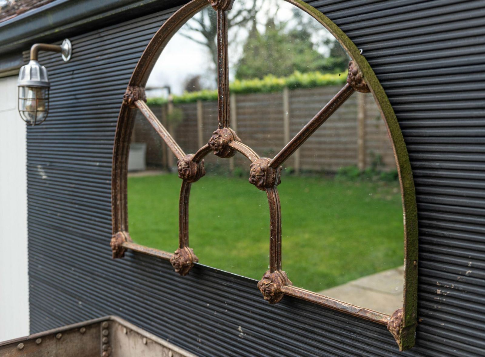 Arched Cast Iron Reclaimed Window Mirror photo vinterior