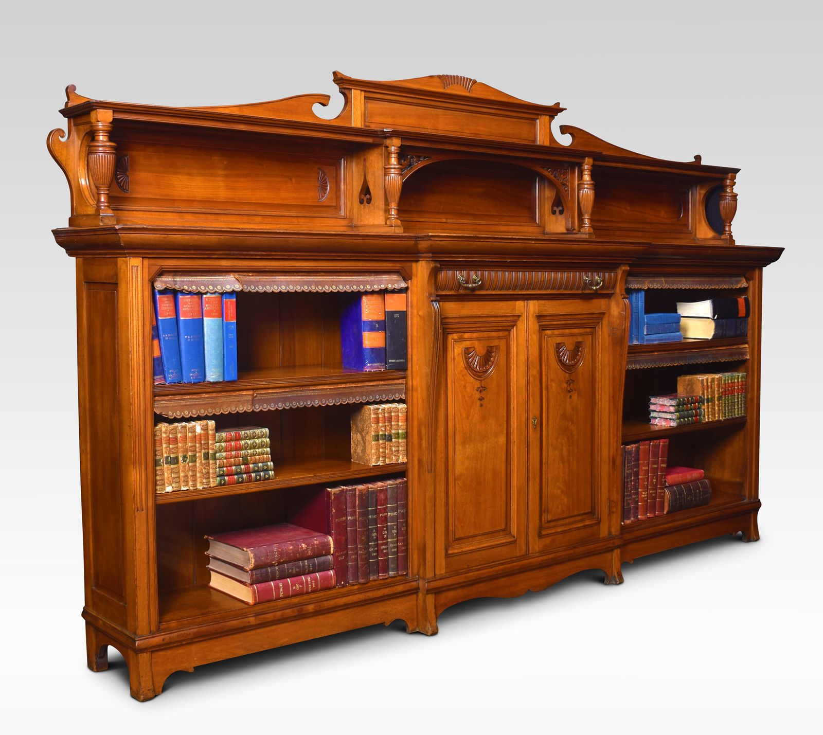 Large 19th Century Walnut Breakfront Bookcase photo for sale