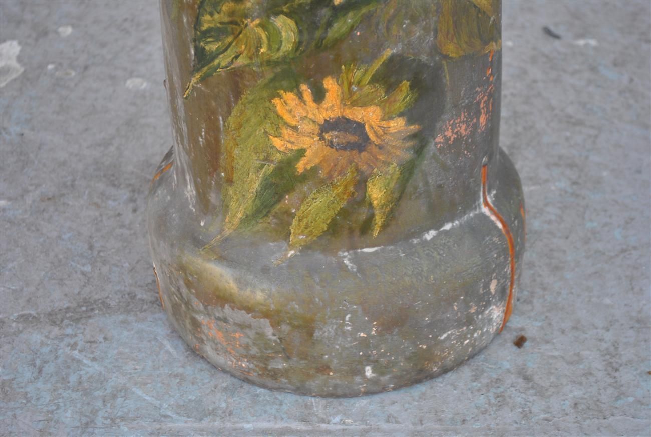 Ceramic Column Painted With Sunflowers Around 1900 photo furniture