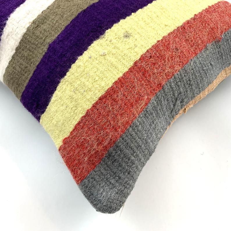 Vintage Turkish Kilim Cushion Cover, 40x40 Cm photo furniture
