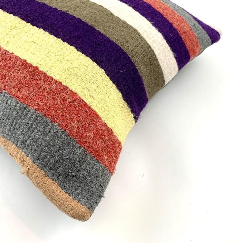 Vintage Turkish Kilim Cushion Cover, 40x40 Cm photo 66.0