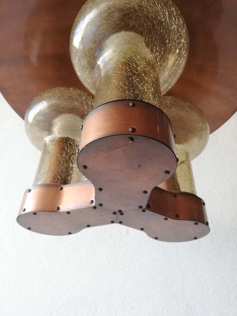 Stunning Copper & Hand Blowing Smoke Glass Tubes Industrial Style Chandelier photo vinterior