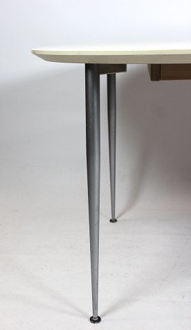 Dining Table With White Laminate And Steel Legs From 1960s photo for sale