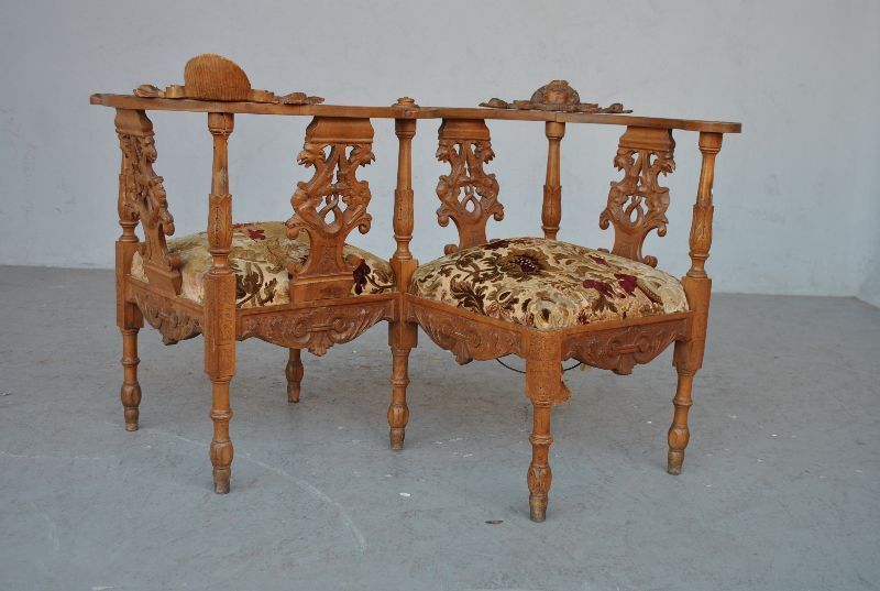 Antique Renaissance Style Loveseat Bench photo furniture